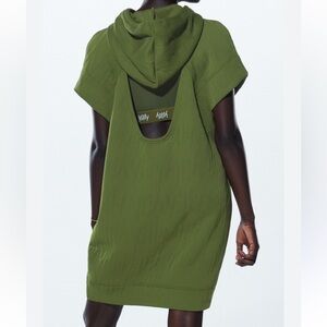 Yitty Major Label Backless Hoodie Dress Bossy Mossy Green Spellout